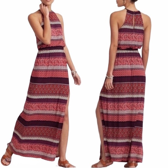 SOLD American Eagle XXS Soft & Sexy Pink Burgundy Floral Maxi Dress - Picture 13 of 14